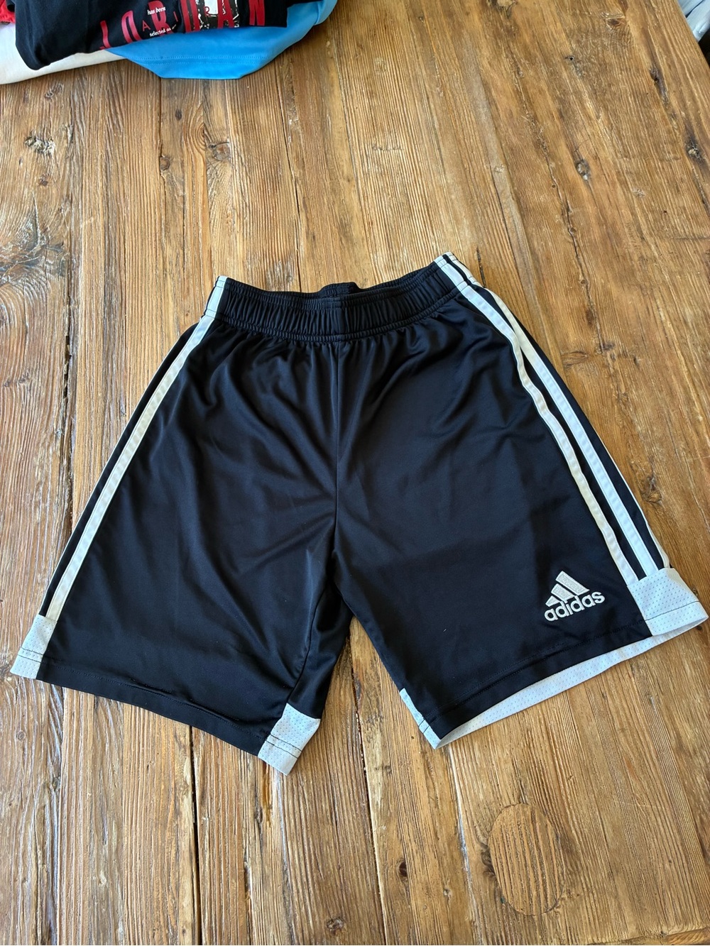 adidas Black Athletic Shorts with White Trim